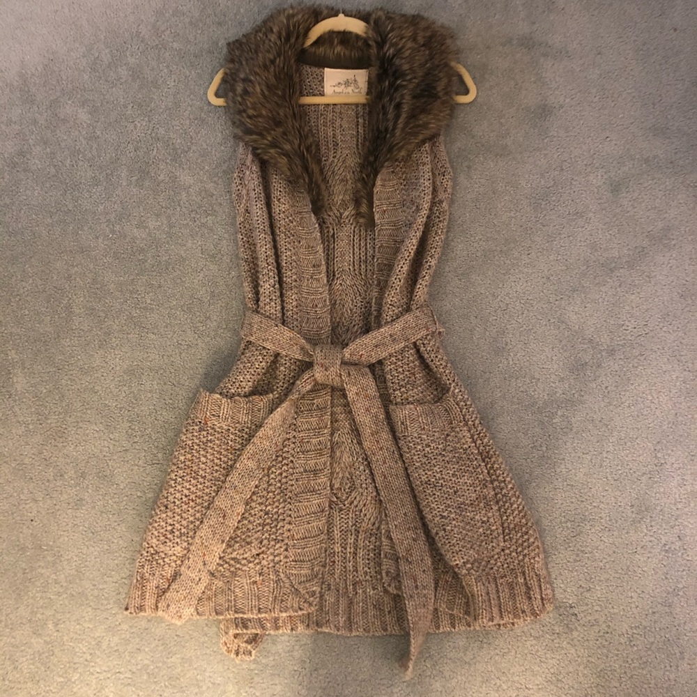 Anthropologie Angel of the North faux fur vest